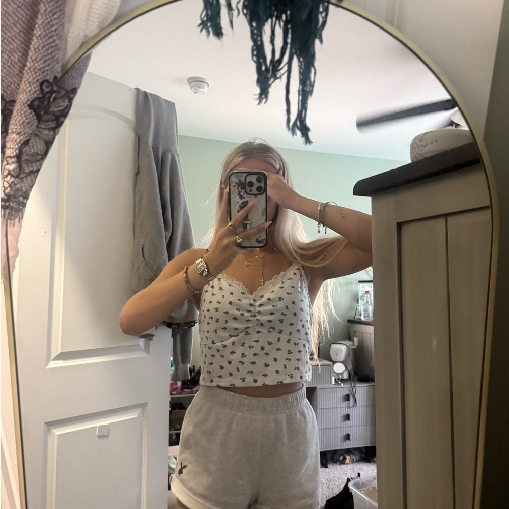 Target White and Blue Floral Camisole
